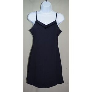 Soda Blu Women Medium Black Mini Slip Dress V-Neck Bow Spaghetti Strap USA Made‎